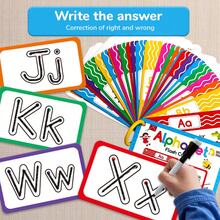 beartale 26Pcs Dry Erase ABC Alphabet Kids Early Educational Flash Cards - Write And Wipe Laminated ABC Letter Tracing Practice Card, Uppercase And Lowercase Letters Practice Spelling With Cute Illustrations To Associate Letters With Objects, Intelligence Games For Children, Kids Toys, Party Favors For Kids, Travel Toys, Montessori Toys, School Supplies, Kids Birthday Gift, Back To School, Welcome Learn