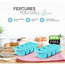 Silicone Freezer Tray With Lid-Soup Freezer Container Molds-2-Cup Extra Large Ice Cube Tray-Makes 4 Perfect 500ml Portions Cubes, For Freezing Soup,Stews,Sauces.Oven&Dishwasher-Safe(2-Pack)-585515 - Onepiece - 查看 9