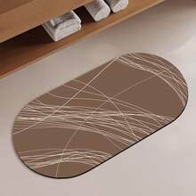 1/3件套棕色线条图案家居装饰地垫，浴室防滑吸水地垫，硅藻土复古图案地垫，U型马桶洗手池吸水脚垫，2.5毫米厚，适用于玄关、浴室、厨房等场所，厨房地毯 - 棕色線條 - 查看 8