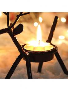 2/1 cái (S) Đế nến tuần lộc nâu Giáng sinh, Đế nến hươu sắt sáng tạo (Không bao gồm nến), Thích hợp để trang trí bàn tiệc Giáng sinh, Quà tặng sinh nhật, Trang trí phòng, Không khí gia đình, Đế nến thơm, Trang trí máy tính để bàn - Nhiều màu - Xem 5
