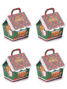 12pcs/Pack Christmas Candy Cookie Handbag Box, Christmas House Party Gift Box Christmas Pajamas Gifts Christmas Decor - Multicolor - View 4