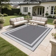 Alfombra exterior impermeable de 5x8 pies, alfombra reversible de plástico, alfombra de área moderna, tapete grande para exteriores, autocaravana, patio, patio trasero, cubierta, picnic, playa, camping, gris y blanco - marco de avión - Ver 12
