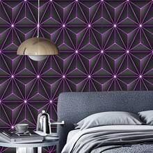 1 Roll Purple Geometric Pattern Self-Adhesive Wallpaper, 3D Stereoscopic Geometric Line Wallpaper, Suitable For E-Sports Cafes, Wall Decals, Home Decor (Such As Drawers, Cabinet Frames, Etc.), Applicable For Home Decor, Kitchen, Decorative Stickers, Wallpaper, Room Decoration, Peel And Stick. - Purple - View 14
