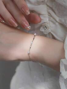 BALMORA 1 件优雅 S925 纯银水波纹、扭线和装饰手链，适合女孩/女士/女友/母亲派对约会礼物日常佩戴生日礼物 - 銀色 - 查看 4