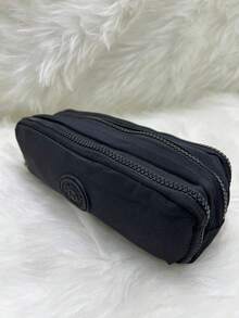 School Pencil Case With 3 Dividers And Elastic For Pencils And Pens - 黑色 - 查看 1
