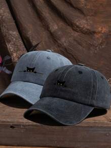 1pc Unisex Outdoor Casual Fashion Cat Print Adjustable Size Soft Baseball Cap, Suitable For Daily Wear