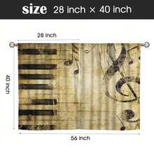 2pc Music Window Curtains 28"(W) X 40"(H), Black White Musical Notes Abstract Pattern Window Treatments For Bedroom Living Room Nursery Family Room Decorative Drapes 2 Panel Sets - Music-4 - View 2
