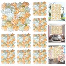 1/10Pcs Flower Wall Panel, Suitable For Flower Wall Backdrop, 9.8*9.8 Inch Pink Artificial Rose Hydrangea Artificial Flower Panel Artificial Flower Background, Suitable For Wall Decoration, Party And Wedding Decoration, Bride Gift/Baby Gift Decoration