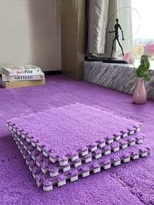 15pcs Interlocking Carpet Tiles, Bedroom Bedside Long Plush EVA Foam Puzzle Mat, Home Living Room Large Area Block Floor Rug Set - High Pile