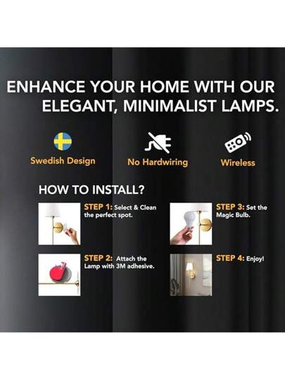 Upgraded USB Rechargeable LED Wand Verlichting Retro 59cm Adhesive Installation (No Drilling/Wiring) RGB Dimmable Timing Function Gold/Black Bedroom, Living Room, Cafe Home view 4