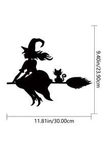 CIF BUY Decoración de pared de metal de una bruja misteriosa bailando con mariposas. Acabado negro elegante, perfecto para Halloween y decoración durante todo el año. Agrega una atmósfera gótica encantadora a cualquier espacio, adecuado para la decoración del hogar moderno, la decoración familiar, la decoración de la habitación, la decoración del dormitorio.