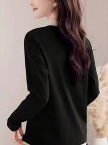 2025 新款秋季女式时尚翻领长袖 Polo 衫，休闲装套头衫