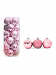 24pcs Pink Christmas Ornament Balls, Matte, Glossy, Frosted Finish, Suitable For Hanging On Christmas Tree, Home Decor, Window Display, Fireplace, Staircase, Wreaths, Centerpieces, Gift Box Accessories - Multicolor - View 5
