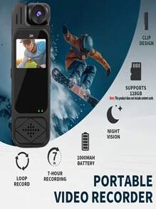 便携式 1080P 摄像机迷你机身摄像机高清 180° 视频红外夜视摄像机 - 黑色-2K - 查看 3