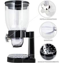 Pasta, Candy, And Nut Dispenser With Wheel, 8-Liter Double Container And Inner Dispenser, Black, 8 Liters