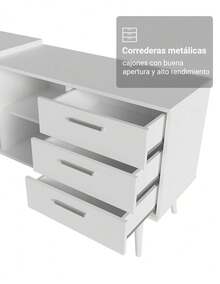 Tocador de Esquina para Maquillaje o Escritorio Madesa Color Blanco - Blanco - Ver 6