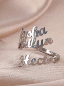 A Customized Name Ring, Stainless Steel Jewelry With 1-3 Adjustable Openings, Couple's Jewelry, Handmade Custom Ring, Suitable For Daily Wear In All Seasons, Ideal Gift, Fashionable Jewelry Accessories, Simple, Cute, Business Style Jewelry Gift, Perfect Holiday Gift, Carved, Stainless Steel, Casual, Customized, Father's Day, Graduation Ceremony,Back To School Fashion - Multicolor - View 6