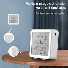 RSH Tuya Smart Temperature And Humidity Sensor, WIFI Directly Connected, Intelligent Temperature And Humidity Can Monitor Environment In Real Time, Adjustable Celsius & Fahrenheit, Compatible With Alexa Assistant Alexa, Tuya Smart Life APP Control.