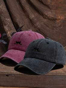 1pc Unisex Outdoor Casual Fashion Cat Print Adjustable Size Soft Baseball Cap, Suitable For Daily Wear