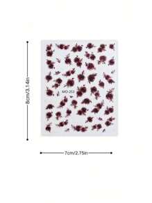 1黑玫瑰日系5d 3D薄透夜黑白玫瑰指甲贴复古半透血红玫瑰指甲贴DIY指甲贴自带背胶黑白玫瑰花朵指甲贴。