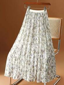 Chân váy xếp ly in hoa thanh lịch dành cho nữ, họa tiết hoa lãng mạn, thời trang và đa năng, phù hợp cho mặc hàng ngày, đi mua sắm, hẹn hò, du lịch, thích hợp cho mùa xuân/hè. - Nhiều màu - Xem 1