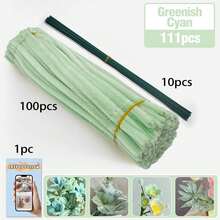 30厘米绿色花茎铁丝+视频教程，60色雪尼尔绒条，适合万圣节、返校季，30厘米彩色绒条手工材料，雪尼尔绒条，毛绒金属丝扎带，价格实惠，品质优良 - 彩色 - 查看 29