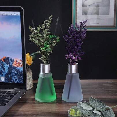 Juego de difusor de fragancia sin llama con botella cónica, fragancia para el hogar, aroma fresco de larga duración para el dormitorio, eliminador de olores para el baño