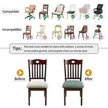 Stretch Jacquard Chair Seat Covers Set Of 6 Removable Washable Dining Chair Covers AntiDust Dining Room Chair Covers Seat Cushion Slipcovers 6 Dark Green - 深綠色 - 查看 4