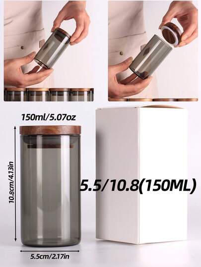 1 lọ thủy tinh đựng đồ đa kích cỡ kiểu cổ điển 2oz 4oz có nắp gỗ, hộp thủy tinh trong suốt, hộp thủy tinh chịu nhiệt có nắp cao su kín khí