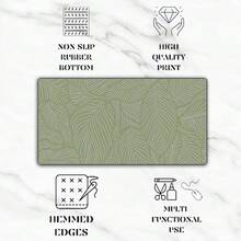 波西米亚风绿叶桌垫 | 加长鼠标垫,缝边设计 | 可水洗防滑橡胶底座 | 自然灵感设计,适用于办公室或家庭工作空间,家庭办公配件 | 自然风格装饰 | 鼠标垫,游戏鼠标垫,桌面配件,办公用品,桌垫 - 彩色 - 查看 8