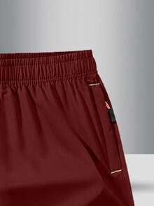 3pcs/Set Boys' Solid Color Elastic Waist Casual Sports Shorts, Summer - Burgundy - View 4