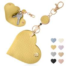 1pc Smart Key Holder, PU Leather Key Pouch, Unisex Intelligent Key Wallet, Covered Key Chain, Car Key Bag, Key Case, Cute Pebbled Leather Carabiner With Key Ring - Multicolor - View 19