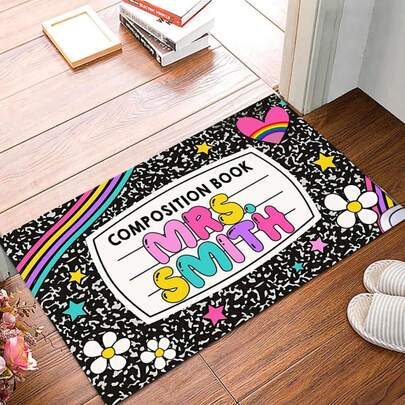 Personalized Composition Notebook Mat, Personlized Name Teacher Doormat, Classroom Door Mat, Welcome Mat For Classroom Back To School Doormat For Class Décor - 20"X16"/30"X18"