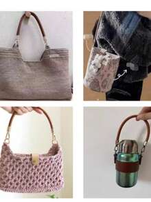 女士手提包肩带，PU皮革肩带，纯色扣环配件，手柄替换零件 - 彩色 - 查看 4