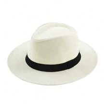 Breathable Fashion Summer Outdoor Men's And Women's Large-Brimmed Bowler Hat Sun Hat Sun Hat Shade Hat Beach Hat, Can Be Used For Beach, Fishing, Traveling, Party, Daily Commuting, Etc. - 乳白色 - 查看 1