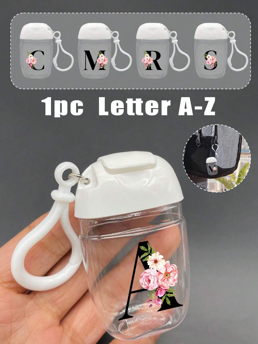 粉色秋海棠字母 A-Z 创意印花图案，透明洗手液空瓶，旅行装，带挂钩白色翻盖，可重复使用瓶盖，便携式空瓶可重新灌装，化妆品容器，适用于液体乳液，旅行装，家庭收纳装，户外旅行装，是送给家人和朋友的贴心礼物，毕业礼物，母亲节礼物，周年纪念礼物。 - 彩色 - 查看 1