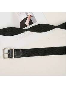 1 条女士方形扣编织腰带 夏季、秋季、万圣节 - 黑色 - 查看 10