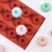 Silicone Swirl Donut Mold, 15-Cavity Mini Spiral Cake Pan, 11.5 X 6.6 Inches, 1-Pack, Terra Cotta - Multicolor - View 3