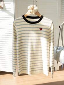 Sweater Rajut Bergaris Berkualitas Tinggi untuk Wanita, Atasan Berlapis yang Pas Badan, Gaya Manis & Pedas, Cocok untuk Musim Dingin, Natal, dan Festival Musim Semi - Biru - View 9