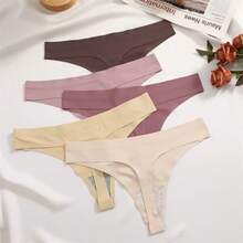 Kit Of 5 Laser Cut Seamless Thong Panties - Assorted Colors - Nhiều màu - Xem 4