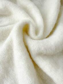 Old Money Style ,Retro, Dignified, Simple And Elegant All-White Crewneck 7-Quarter Sleeve Mohair Sweater For Women's Outerwear In Autumn - Beige - View 10