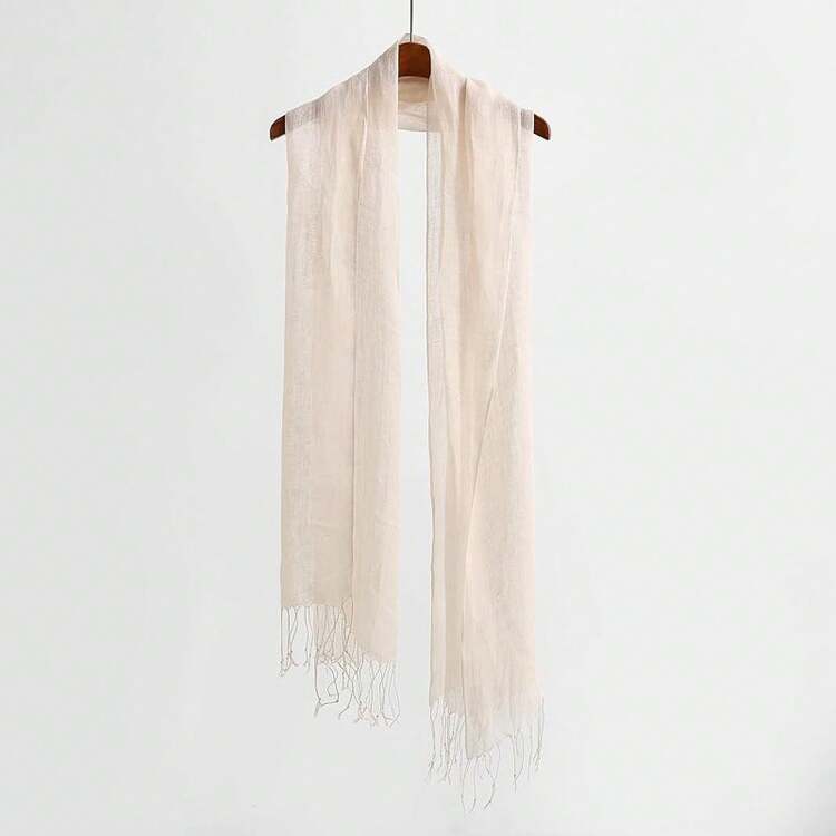 Lightweight Summer Scarf Light Shawl Wrap Linen Feel Scarves For Men And Women - Sand - 查看 3