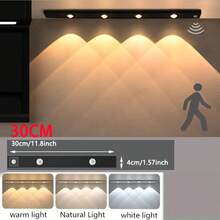 1pc Under Cabinet Lighting, Motion Sensor Indoor Light, Closet Lights, Cat's Eye Hill Light, Three Different Lighting Colors, Adjustable Brightness, USB Charging, Suitable For Lighting In Bedrooms, Living Rooms, Kitchens, Cabinets, LED Lights,Night Light - Three Colors Of Light - View 19