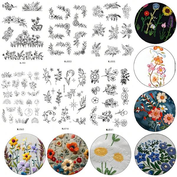 1 Sheet Flower Water Soluble Hand Sewing Stabilizers,Embroidery Stick And Stitch Embroidery Paper Wash Away Stabilizers,For Embroidery Stabilizers Flower Patterns,For Hand Sewing Lover Beginners.Letter&Flower