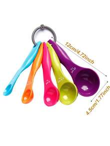 Set Of 5 Colorful Plastic Measuring Spoons, Plastic Measuring Cup, Stackable Plastic Measuring Spoons With Spout And Handle For Precise Cooking And Baking, Durable Kitchen Tool For Recipes, Baking Essentials, Vibrant Kitchen Utensils, Baking Tools - Measuring Spoons 5pcs - View 5