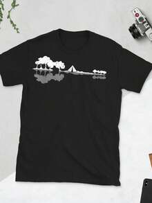 Lone Tree Island Getaway, High- Quality Cotton T- Shirt, High- Performance Cotton Blend, , Perfect For Cheering On Your Team During A L Game,100 Percent Cotton Shirts, Black Street Graphic Tees, Men's T-Shirt, Funny Graphic Vintage T Shirts,S-XXXL - 黑色-3 - 查看 3