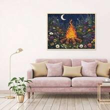 Bonfire Paint By Number Kits For Adult, DIY Oil Acrylic Painting Kits For Adults Beginners On Canvas, Night Sky Art And Crafts Kits ForHome Wall Decor Gifts 16x20 Inch