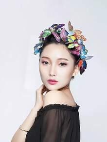 10 件女士彩色 PVC 仿真蝴蝶发夹，优雅波西米亚风女士发饰，女生刘海侧顶夹头饰，适合日常美发、节日演出和沙滩摄影、家居装饰场景布置道具