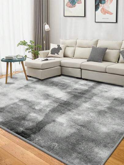 1pc Abstract Blue Polyester Carpet, Modern Minimalist Soft Shag Rug, Machine Washable For Living Room, Bedroom And Porch, Multipurpose Floor Mat For Room Decor