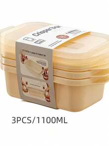 Bộ 3 hộp đựng thực phẩm dày trong suốt, kín, hộp đựng hình chữ nhật dùng được trong tủ đông và tủ lạnh, hộp nhựa dùng được trong lò vi sóng (Đen * Ngà) - Nhiều màu - Xem 6